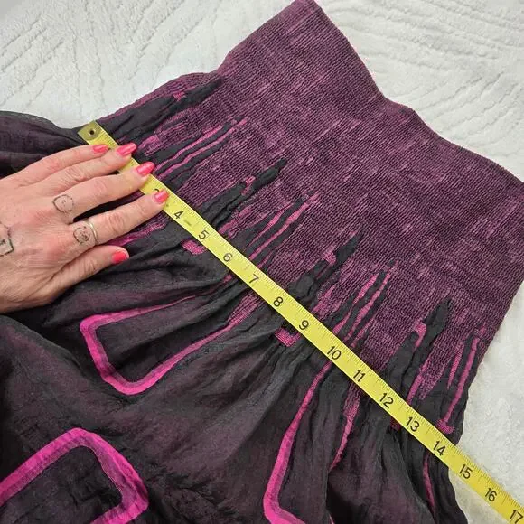 ๐ Lapis Anthropologie EUC Tube Dress Geometric Cityscape Strapless OS purple - Picture 15 of 17